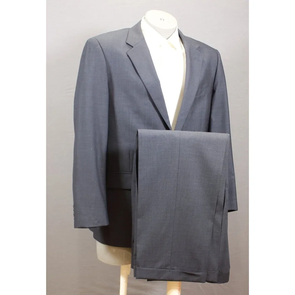 Jos a Bank 2 Piece Suit Mens  Blue 2 Btn Wool 41R Pleated Fronts 35" Waist - Picture 2 of 12